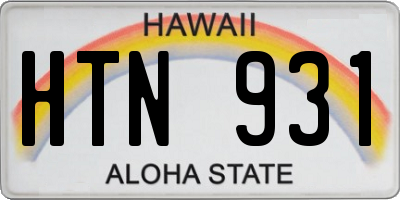 HI license plate HTN931
