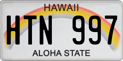 HI license plate HTN997
