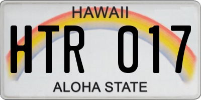 HI license plate HTR017