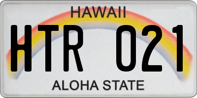 HI license plate HTR021