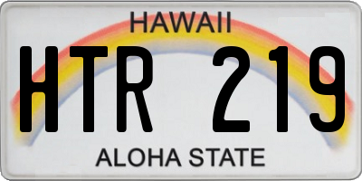 HI license plate HTR219