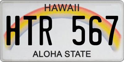 HI license plate HTR567