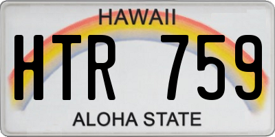 HI license plate HTR759