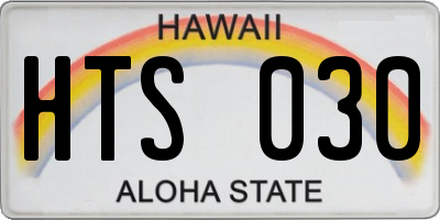 HI license plate HTS030