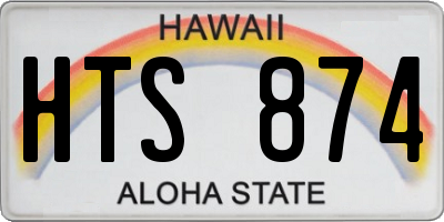 HI license plate HTS874