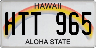 HI license plate HTT965