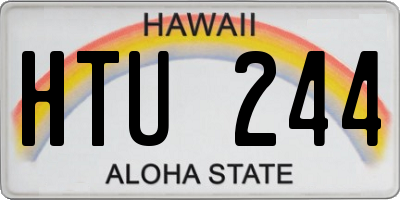 HI license plate HTU244