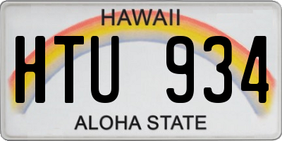 HI license plate HTU934