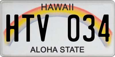 HI license plate HTV034