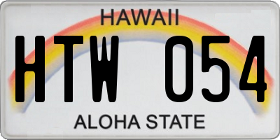 HI license plate HTW054
