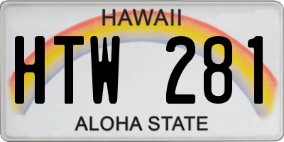 HI license plate HTW281