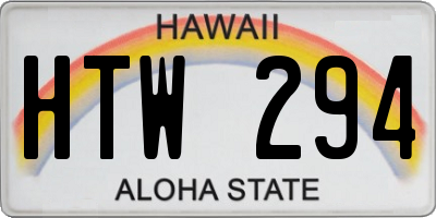 HI license plate HTW294