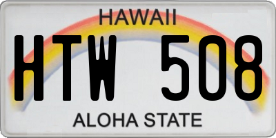 HI license plate HTW508