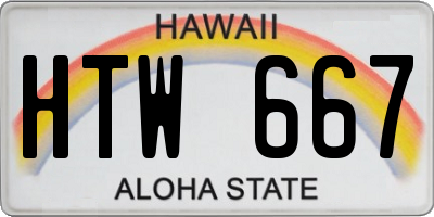 HI license plate HTW667