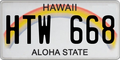 HI license plate HTW668
