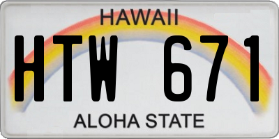 HI license plate HTW671