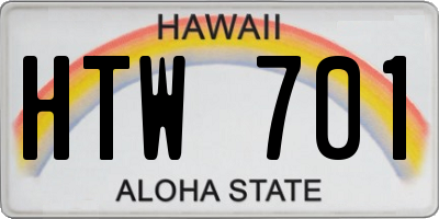 HI license plate HTW701