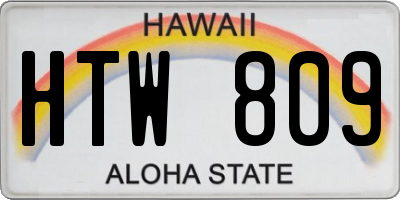 HI license plate HTW809