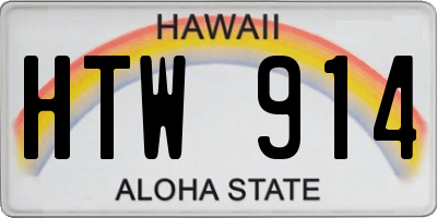 HI license plate HTW914
