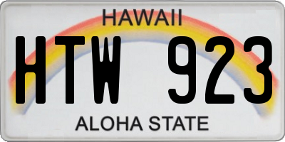 HI license plate HTW923