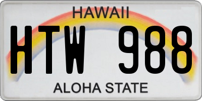 HI license plate HTW988