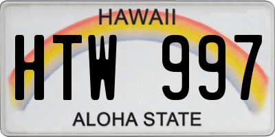 HI license plate HTW997