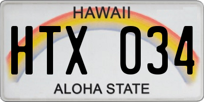 HI license plate HTX034