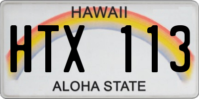 HI license plate HTX113