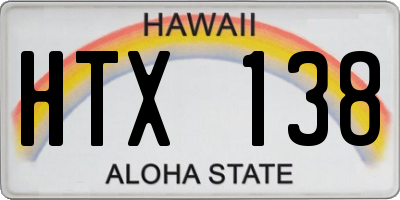 HI license plate HTX138