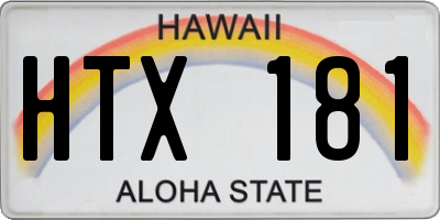HI license plate HTX181