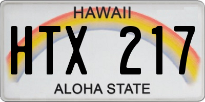 HI license plate HTX217