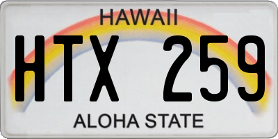 HI license plate HTX259