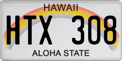 HI license plate HTX308