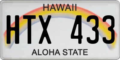 HI license plate HTX433