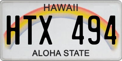 HI license plate HTX494