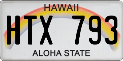 HI license plate HTX793