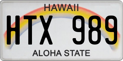 HI license plate HTX989