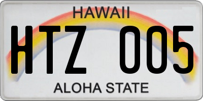 HI license plate HTZ005