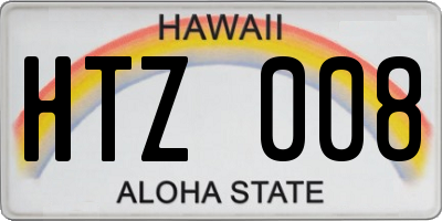 HI license plate HTZ008
