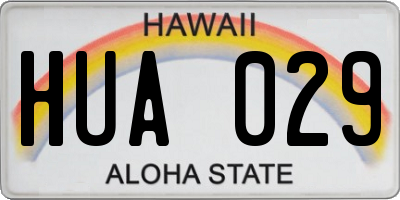 HI license plate HUA029