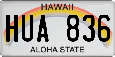HI license plate HUA836