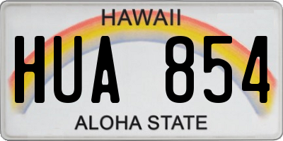 HI license plate HUA854