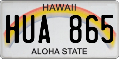 HI license plate HUA865