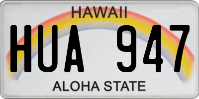 HI license plate HUA947