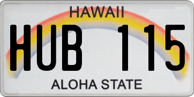 HI license plate HUB115