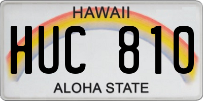 HI license plate HUC810