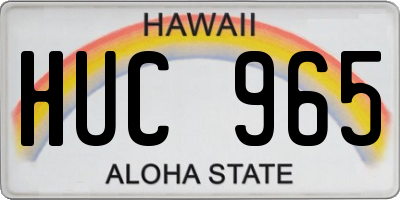 HI license plate HUC965