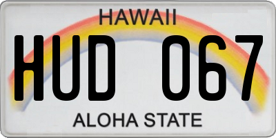 HI license plate HUD067