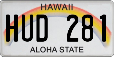 HI license plate HUD281