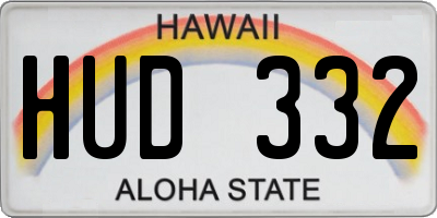 HI license plate HUD332